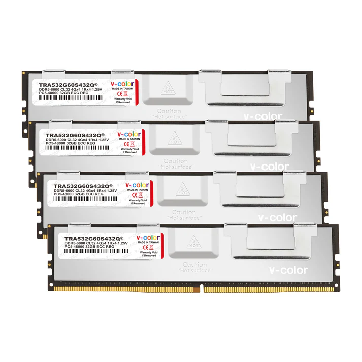 V-COLOR DDR5 128GB (32GBx4) 6000MHz CL32 2Gx8 2Rx8 OC R-DIMM